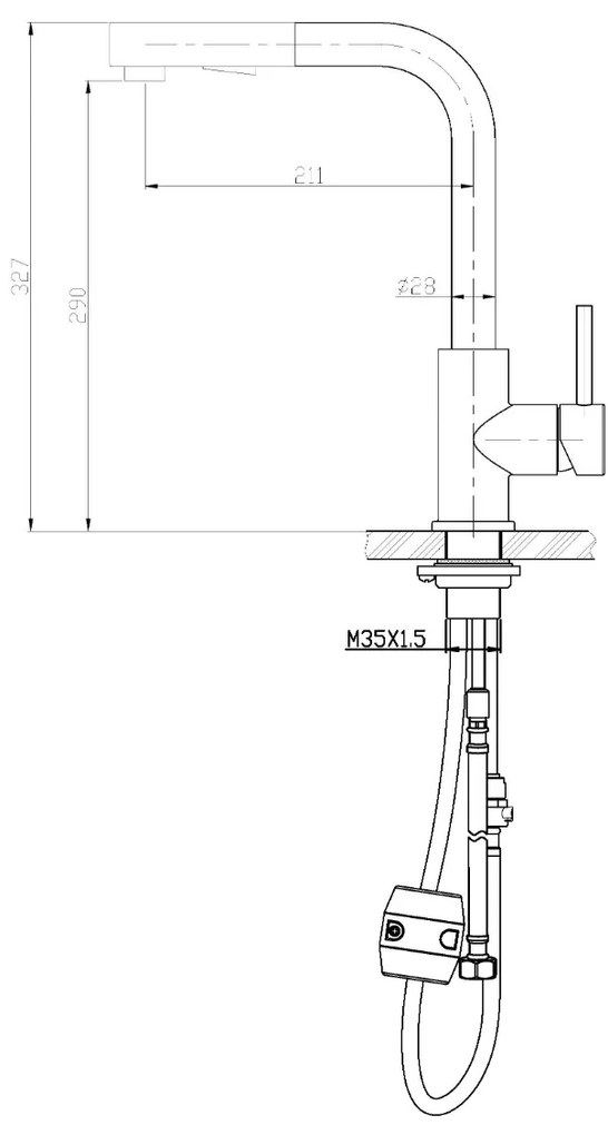 Mueller Reno keukenkraan met uittrekbare handdouche RVS PVD