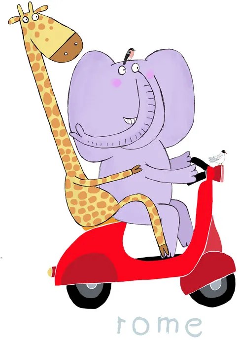 Ilustratie Giraffe and Elephant Travel in Rome, Carla Daly