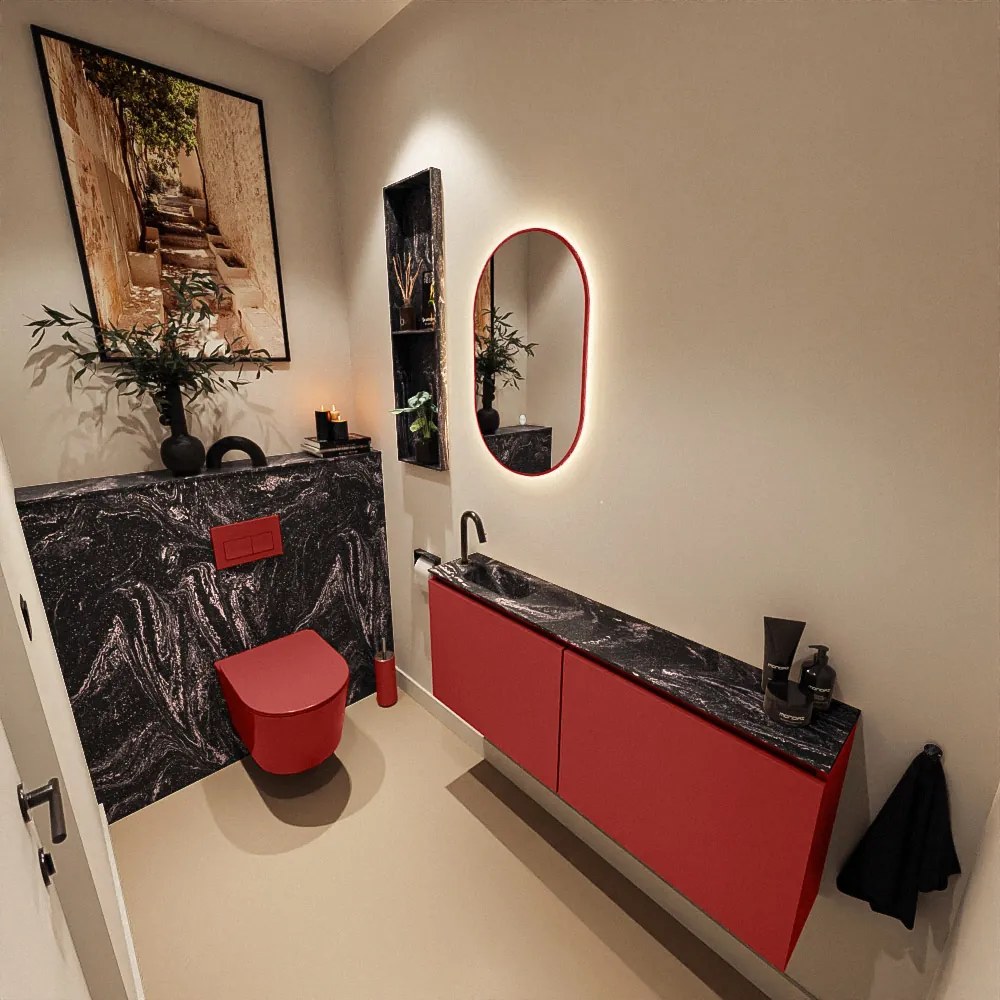 Mondiaz Ture DLux toiletmeubel 120cm fire met wastafel lava links met kraangat