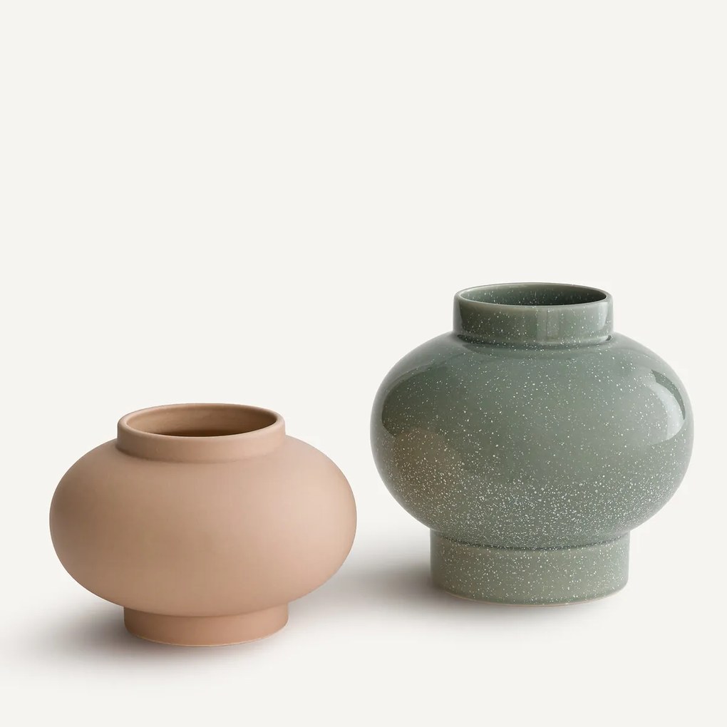 Ronde vaas van gestippeld geglazuurd keramiek, LECCIA