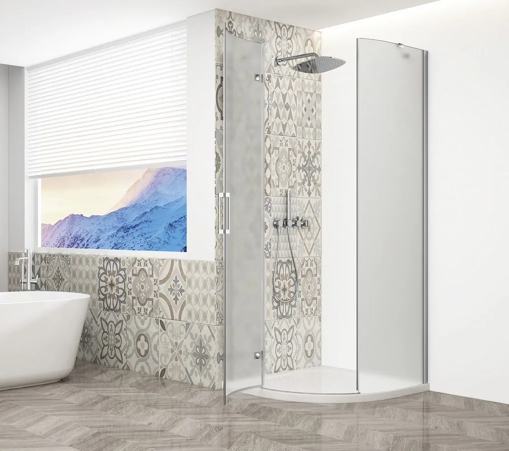 Gelco Trinity kwartronde douchecabine 90x90cm links mat glas chroom