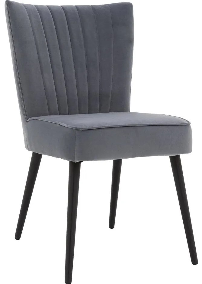 Goossens Eetkamerstoel Rob blauw velvet stof leuning, urban industrieel