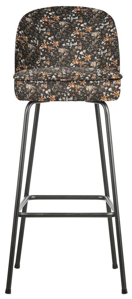 BePureHome Vogue Barstoel Met Bloempatroon 80 Cm Aquarel Flower Zwart
