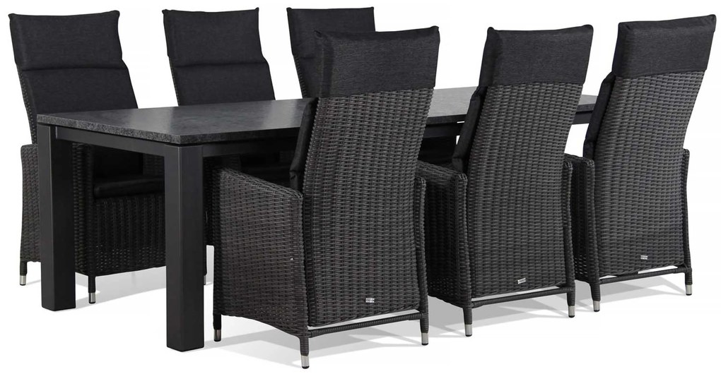 Tuinset 6 personen 240 cm Wicker Zwart Garden Collections Madera/Alaska