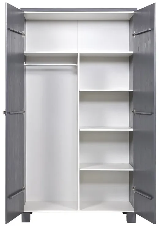 Woood Dennis Kledingkast Van Donkergrijs Grenen - 111x55x202cm.