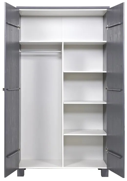 Woood Dennis Kledingkast Van Donkergrijs Grenen - 111x55x202cm.