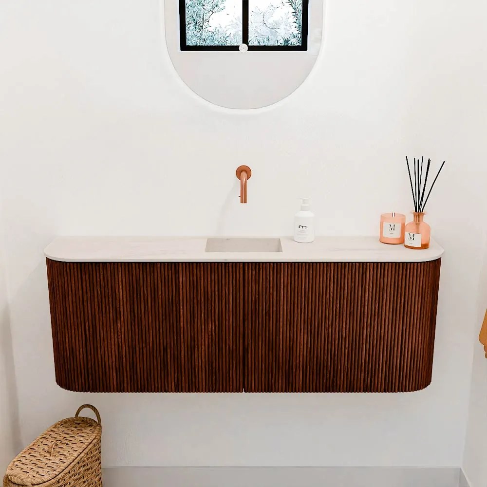 Mondiaz Joya DLux 115cm toiletmeubel ronding links/rechts ruby met wastafel faye midden zonder kraangat meli
