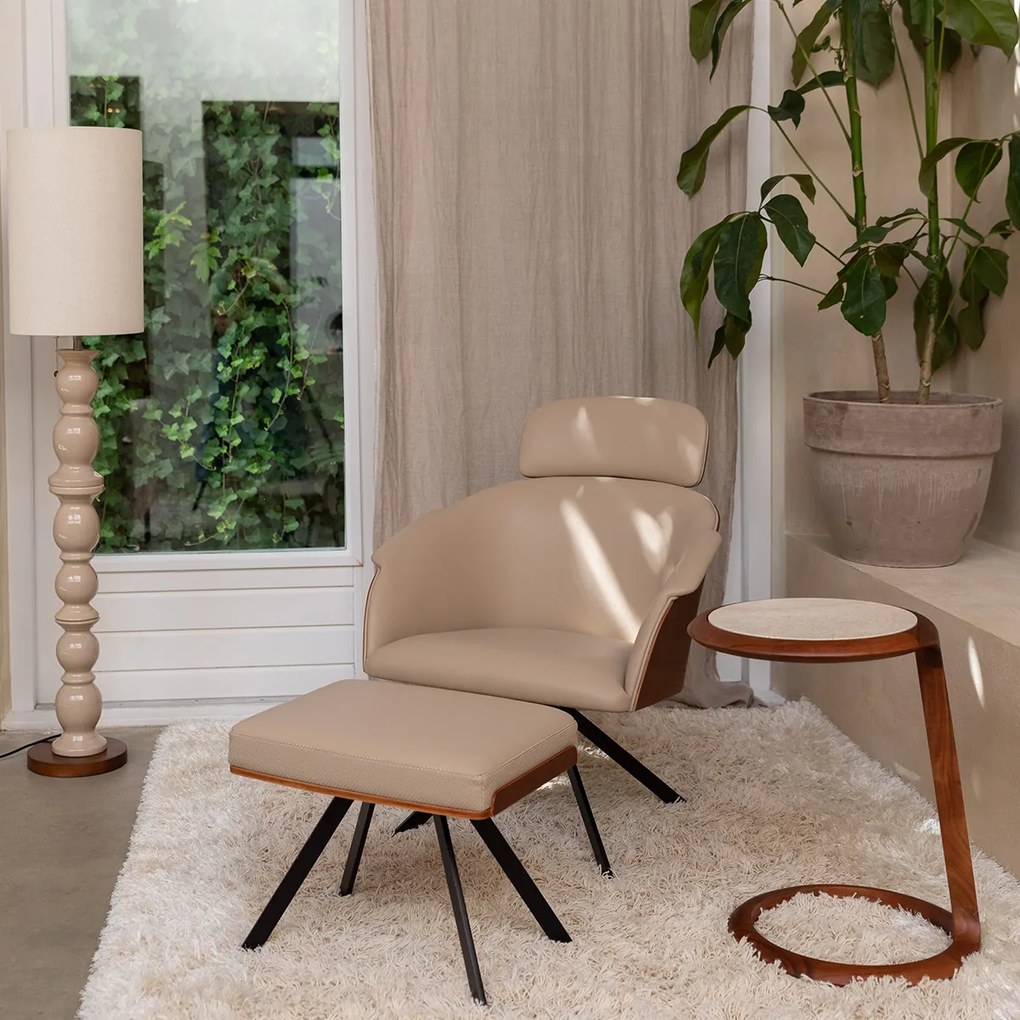 Zuiver Doppio Walnoot Bijzettafel Met Travertin - 41 X 45cm.