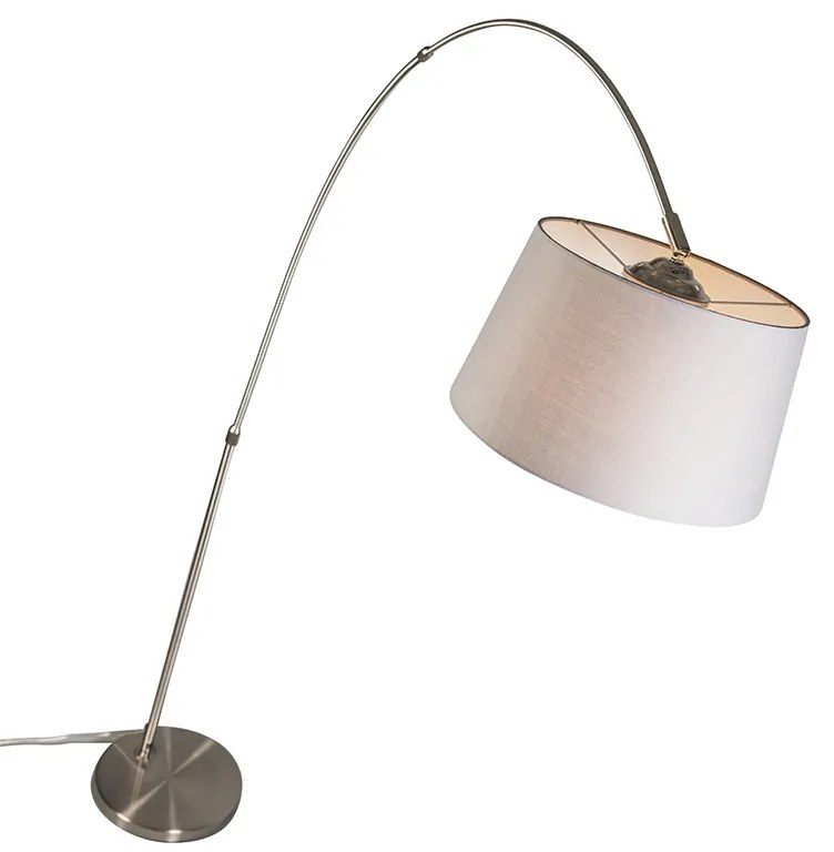 Smart booglamp staal kap grijs incl. WiFi A60 - Arc Basic Modern E27 rond Binnenverlichting Lamp