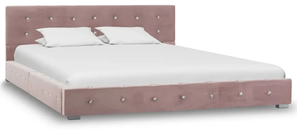 vidaXL Bed met matras fluweel roze 140x200 cm