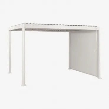 Bioclimatische Pergola Met Lamellen En Zijdoek Van Aluminium Druvia Gardenia Wit & Pergola Van 3x4 M Met 1 Zonnescherm Van 3 M - Sklum