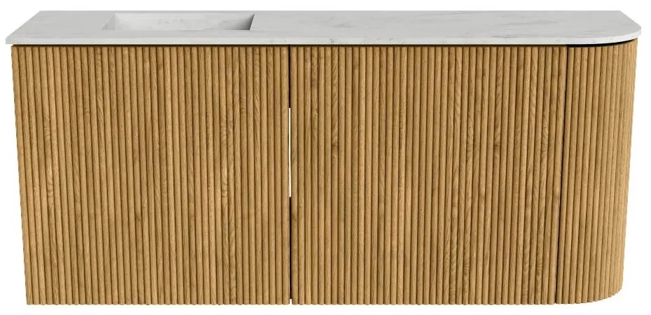 Mondiaz Joya DLux 90cm toiletmeubel ronding rechts oak met wastafel faye links zonder kraangat opalo