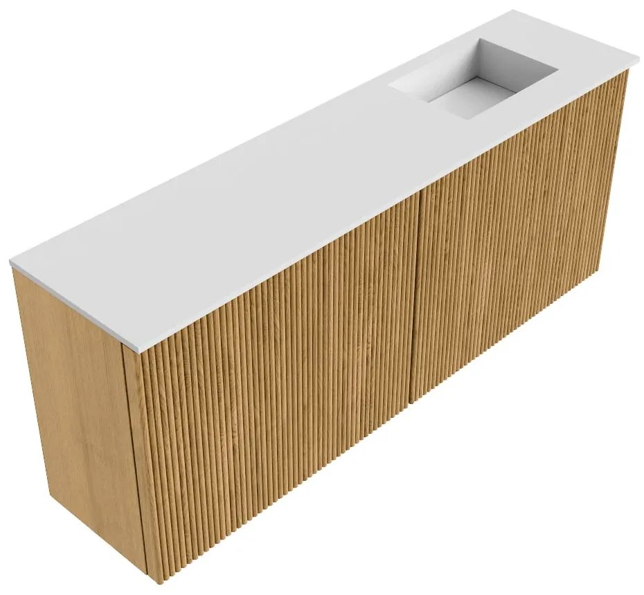 Mondiaz Joya 100cm toiletmeubel oak met wastafel faye rechts zonder kraangat talc