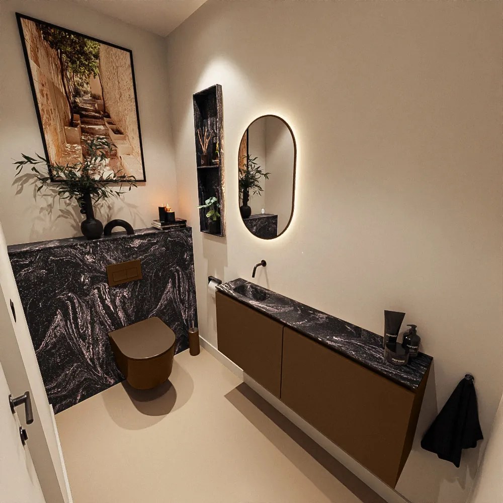 Mondiaz Ture DLux toiletmeubel 120cm rust met wastafel lava links zonder kraangat