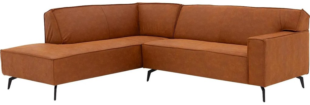 Goossens Basic Hoekbank Edolo cognac, micro leer, urban industrieel