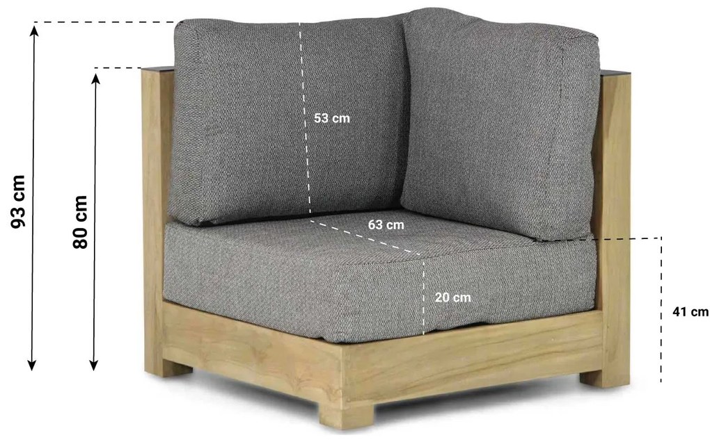 Chaise Loungeset Teak Old teak greywash 3 personen Santika Furniture Santika