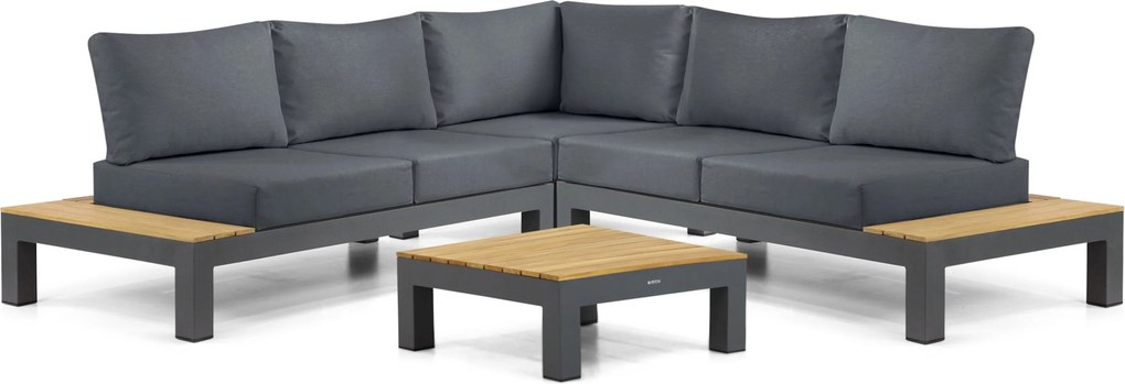 Loungeset 5 personen Aluminium/Teak Grijs Lifestyle Garden Furniture Vittoria