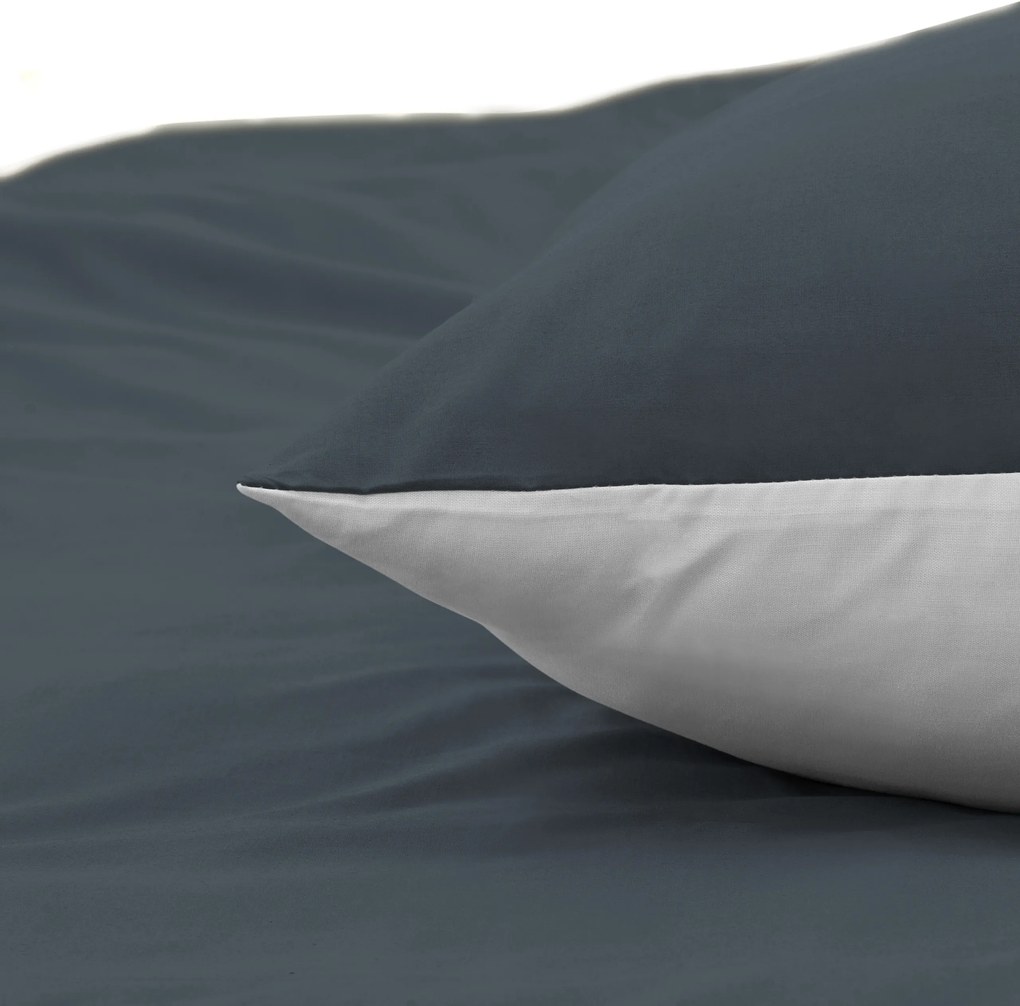 Dekbedovertrek Percal– 100% percal katoen – 140×200/220 – jeans/wit