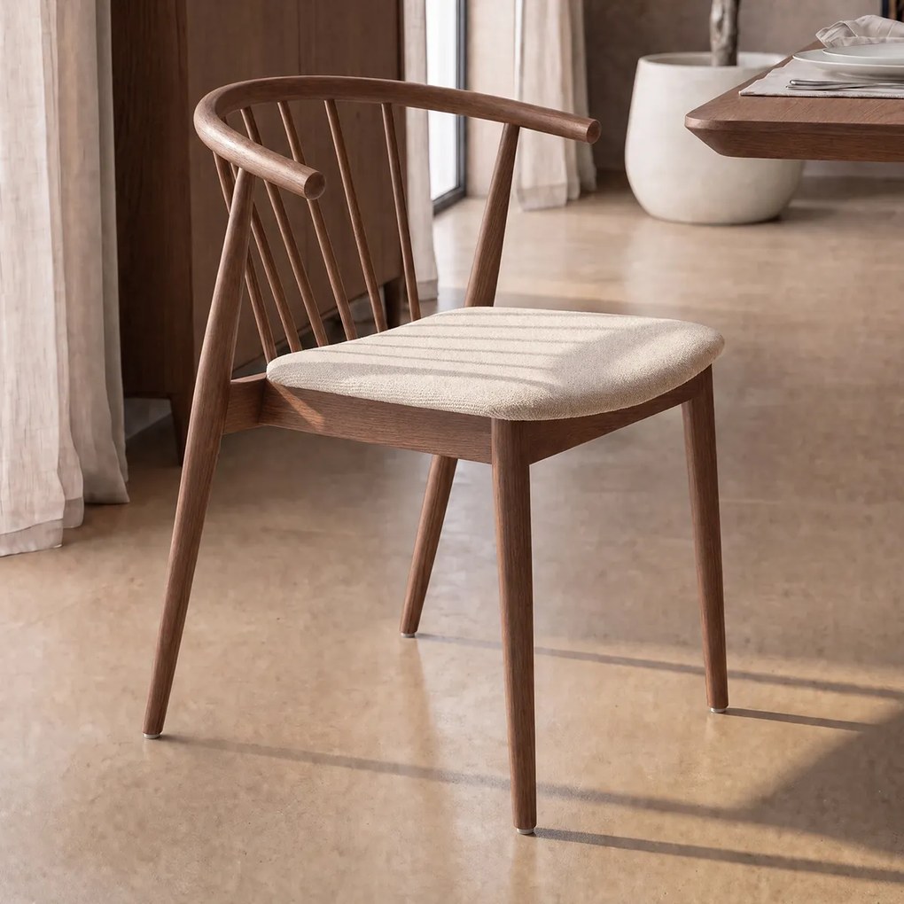 Walnoot Spijlenstoel Scandinavisch Design