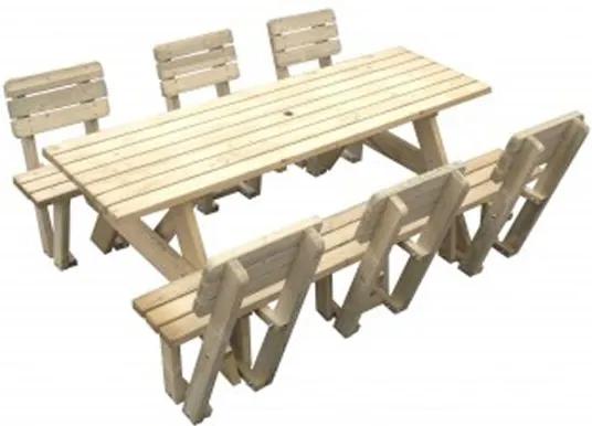 Luxe houten picknicktafel 220 cm inclusief 6 rugleuningen - 40 mm houtdikte