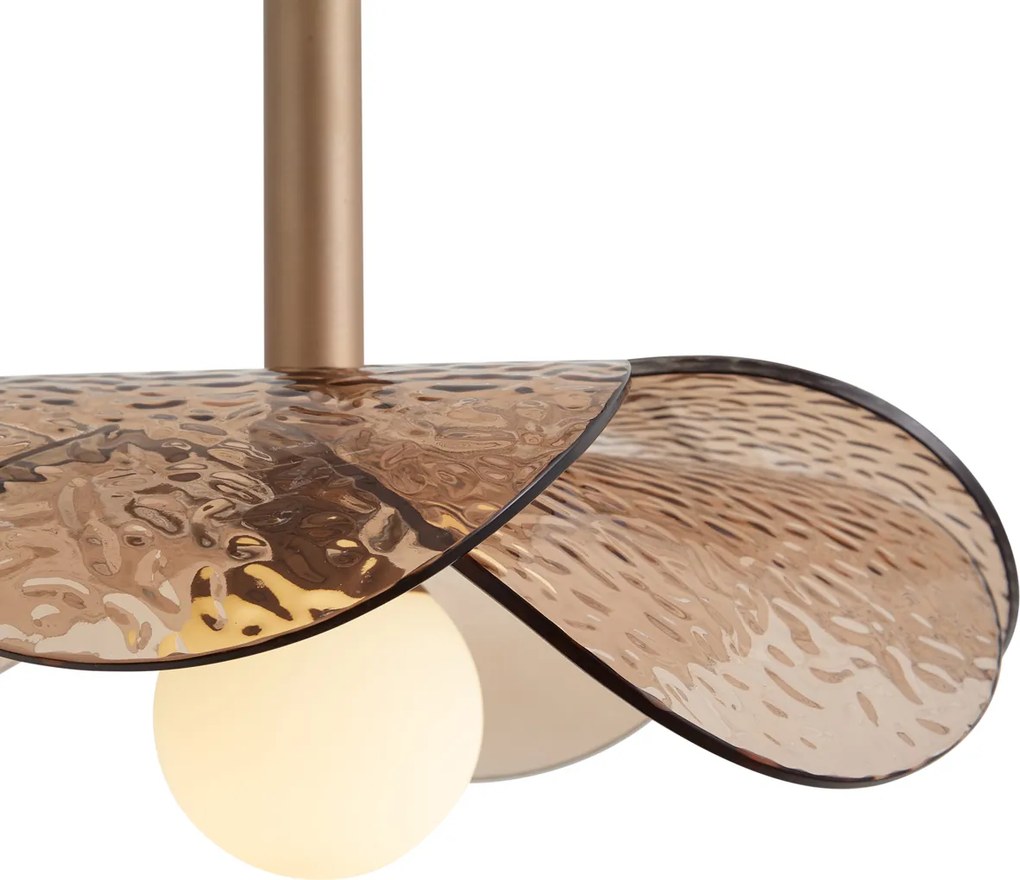 Design hanglamp donker brons met ribbel glas - Kemner