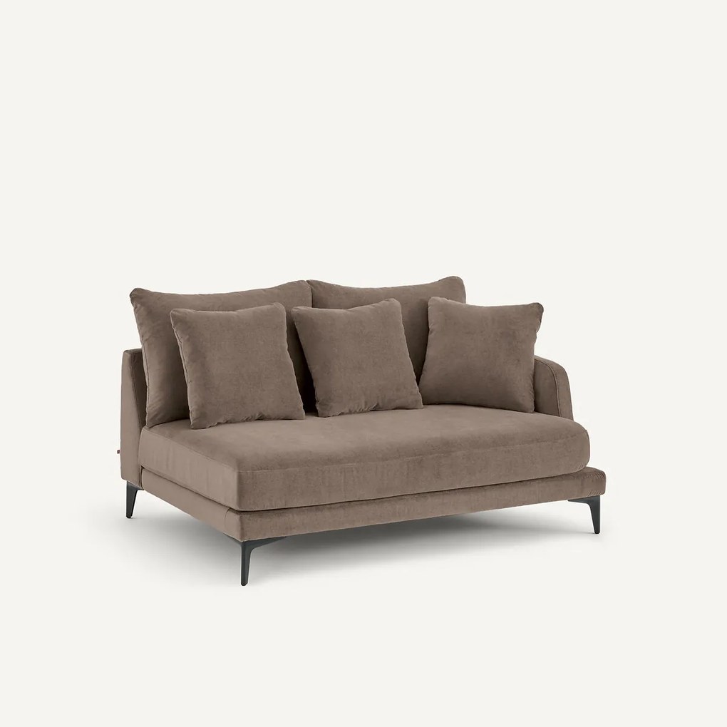 Halve bank in stone-kleurig fluweel, 2-zit, MODERNISTE