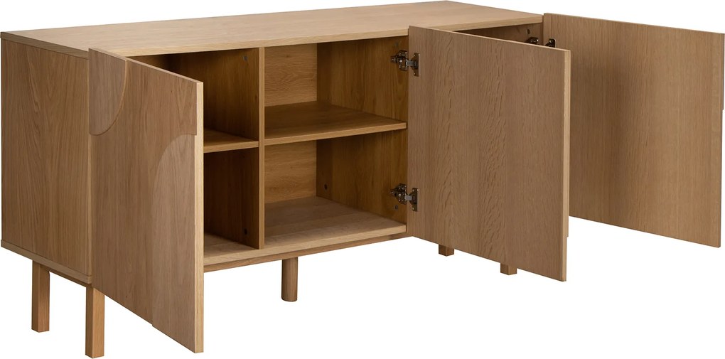 Eiken Dressoir Met 3D Vormen - 160x40x75cm.