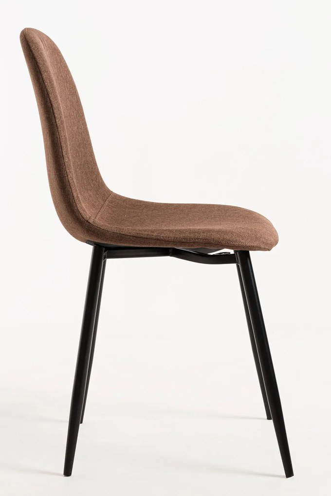 Set 4 Teok Black Stoffen Stoelen