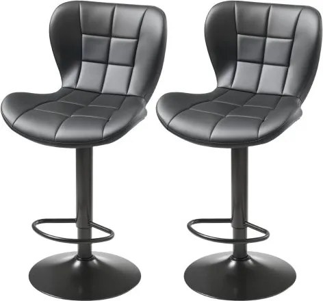 VEVOR Barkruk Moderne Barkruk Gemaakt van PU-leer 2-Pack 360° Draaibare Bistrokruk met Rugleuning en Voetensteun, In Hoogte Verstelbare Keukenkruk (149,7 kg Draagvermogen) voor Eetkamerbar