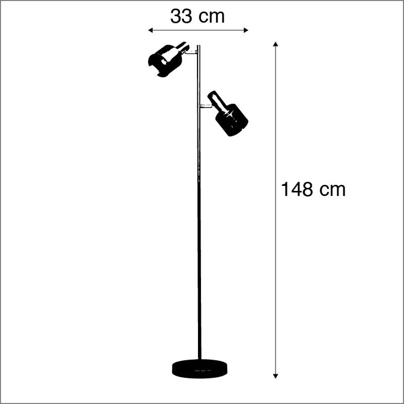 Moderne vloerlamp zwart met 2 Spot / Opbouwspot / Plafondspots - Conter Modern E27 Binnenverlichting Lamp