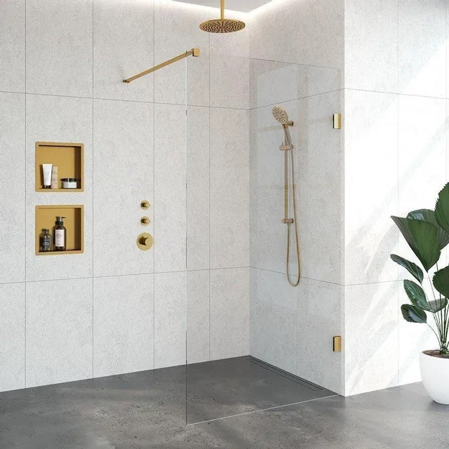 BRAUER Void inloopdouche helder glas 110x200 incl. glascoating PVD goud geborsteld GS-VOI1H110200GG