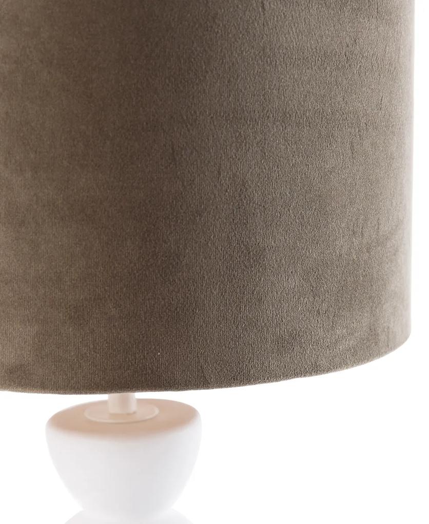 Design tafellamp wit velours kap taupe met goud 25 cm - Alisia Design E27 rond Binnenverlichting Lamp