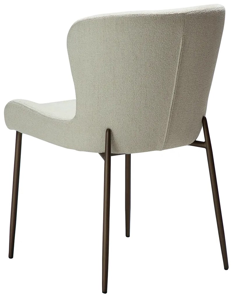 Dan-Form Glam Luxe Eetkamerstoel Boucle Wit En Antique Brass