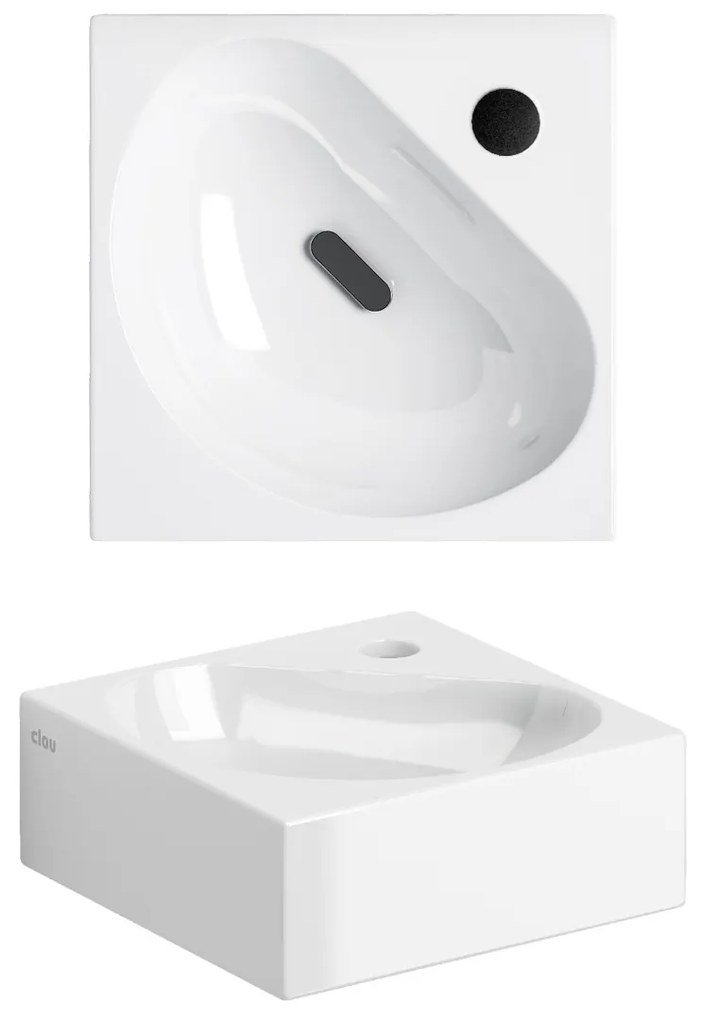Clou Flush 5 keramische hoekfontein 27cm met kraangat wit glans