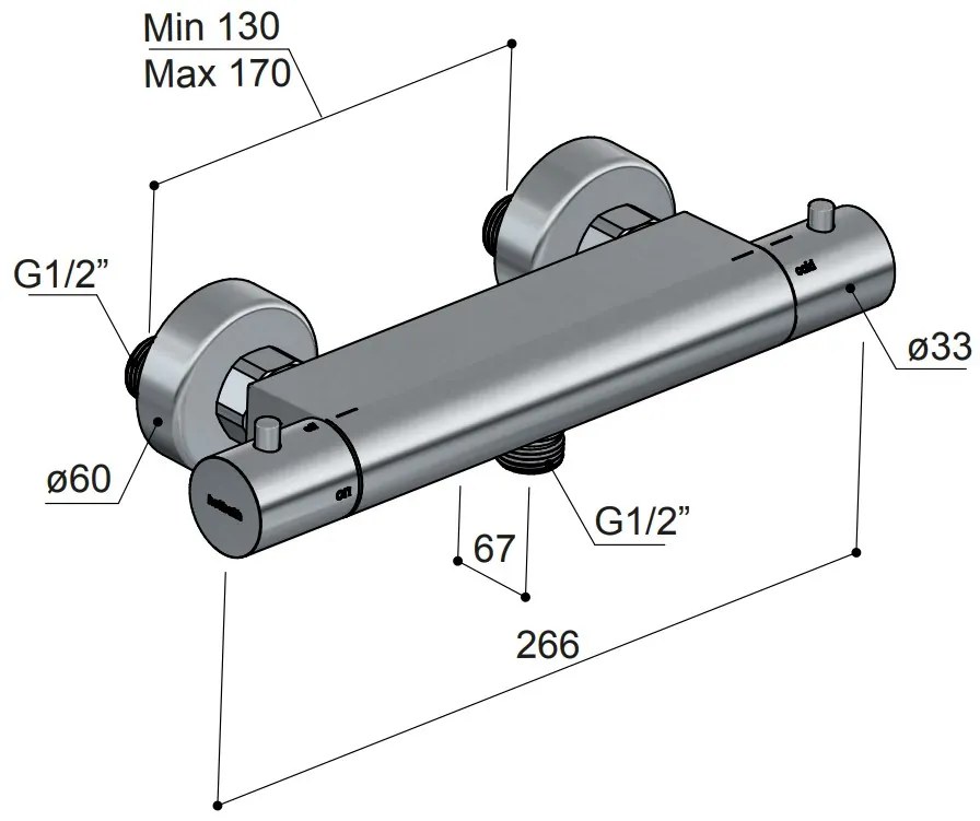 Hotbath ACE thermostatische douchekraan zwart gepolijst PVD