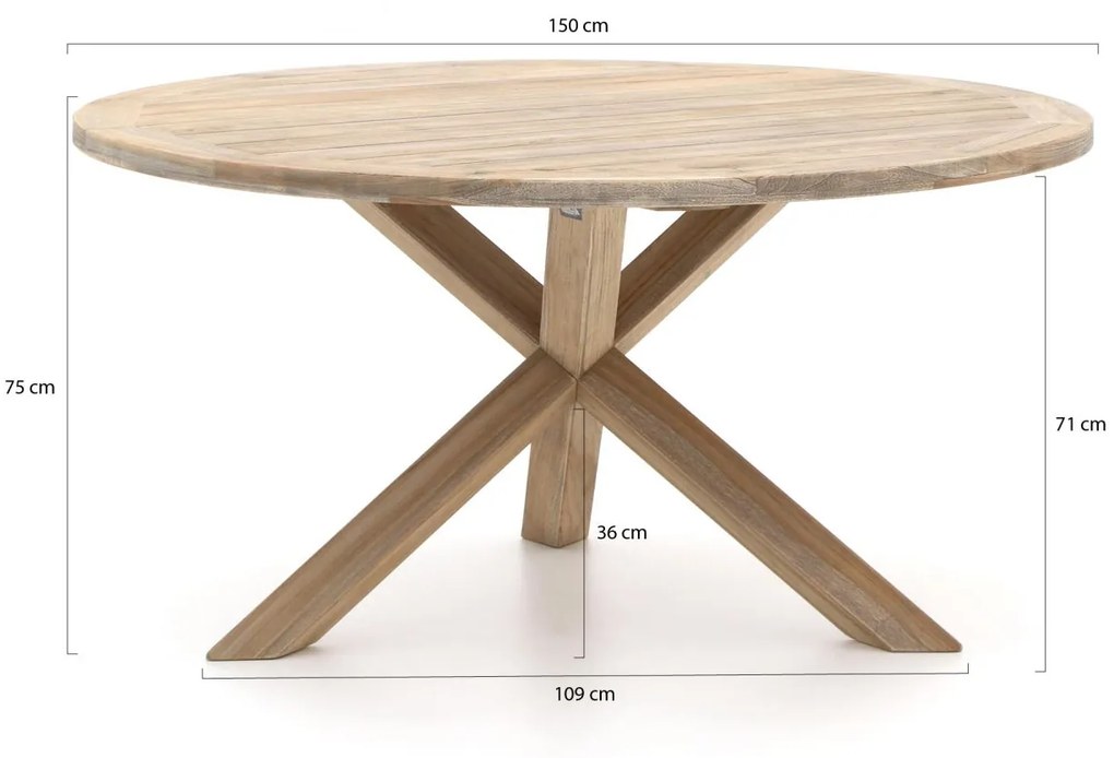 Manifesto Novara/ROUGH-Y Ø 150cm dining tuinset 6-delig