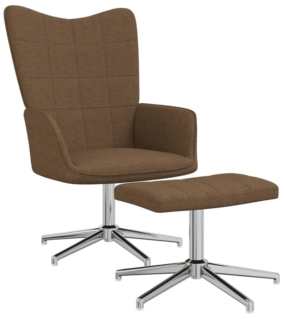 vidaXL Relaxstoel met voetenbank stof bruin