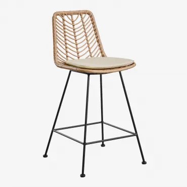 Verpakking Van 2 Hoge Krukken In Gouda Natural Synthetisch Rotan Natuurlijk & Zwart & ↑65 Cm & Beige – Crème - Sklum