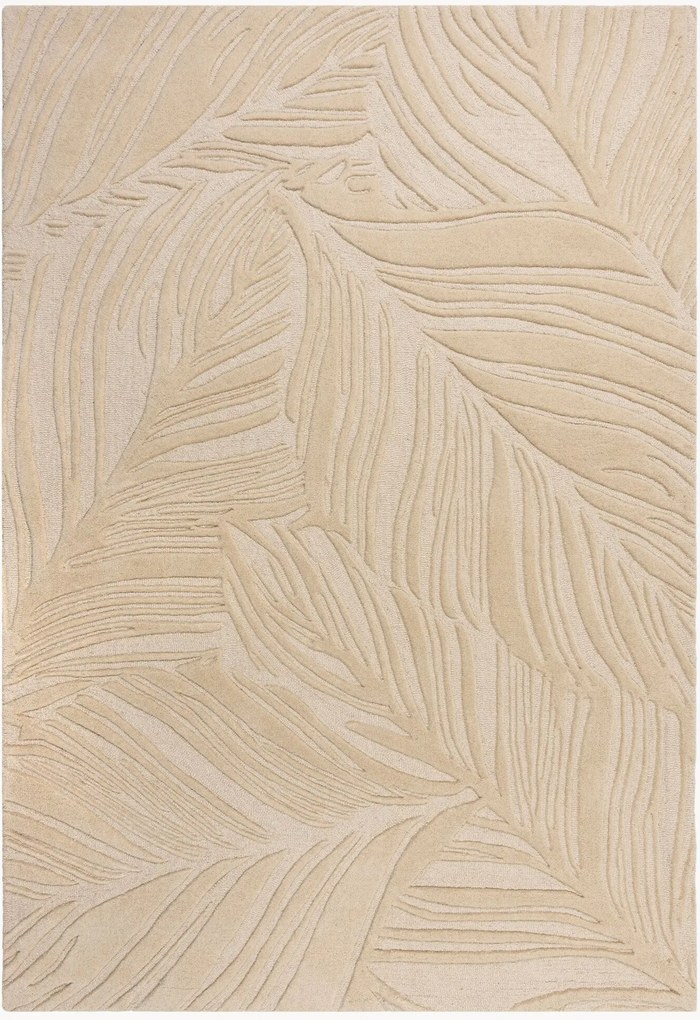 Handgetuft hoog-laag wollen vloerkleed Lino Leaf