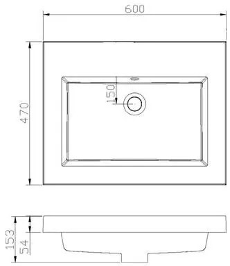 Lambini Designs Varese wastafel keramiek 60cm zonder kraangat wit glans