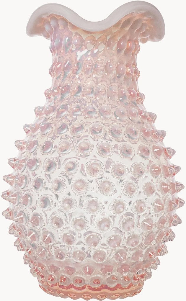 Mondgeblazen vaas Hobnail Opaline, H 21 cm