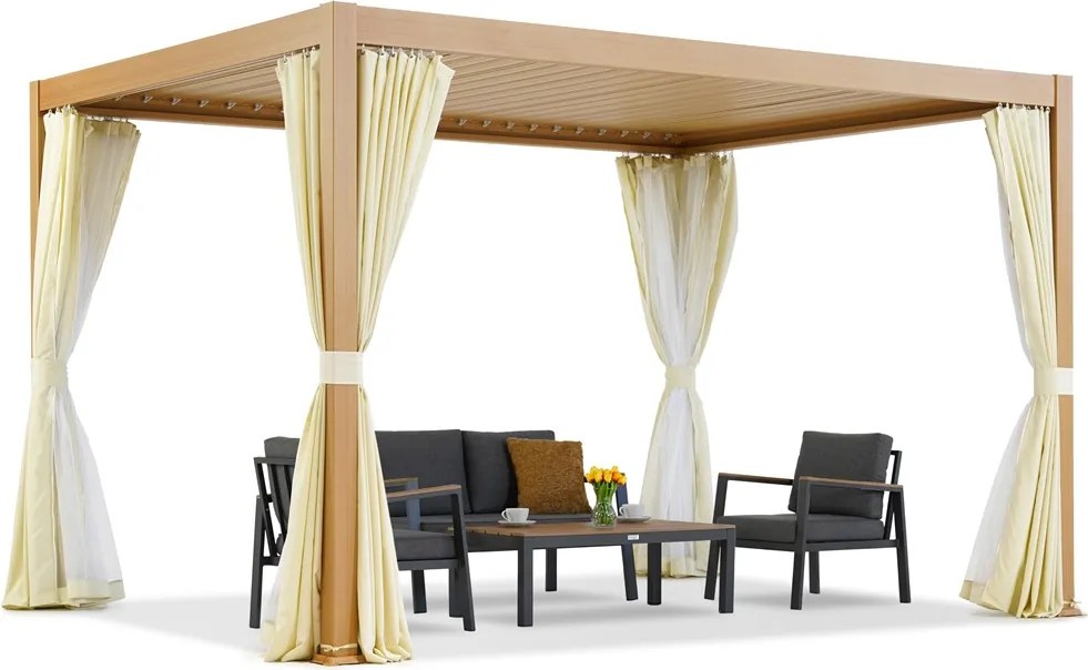 Lagos Premium 3x4 Garden Point houtachtige vrijstaande terraspergola - wit