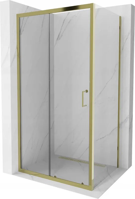 Mexen Apia schuifbare douchecabine 125 x 90 cm, transparant, goud - 840-125-090-50-00