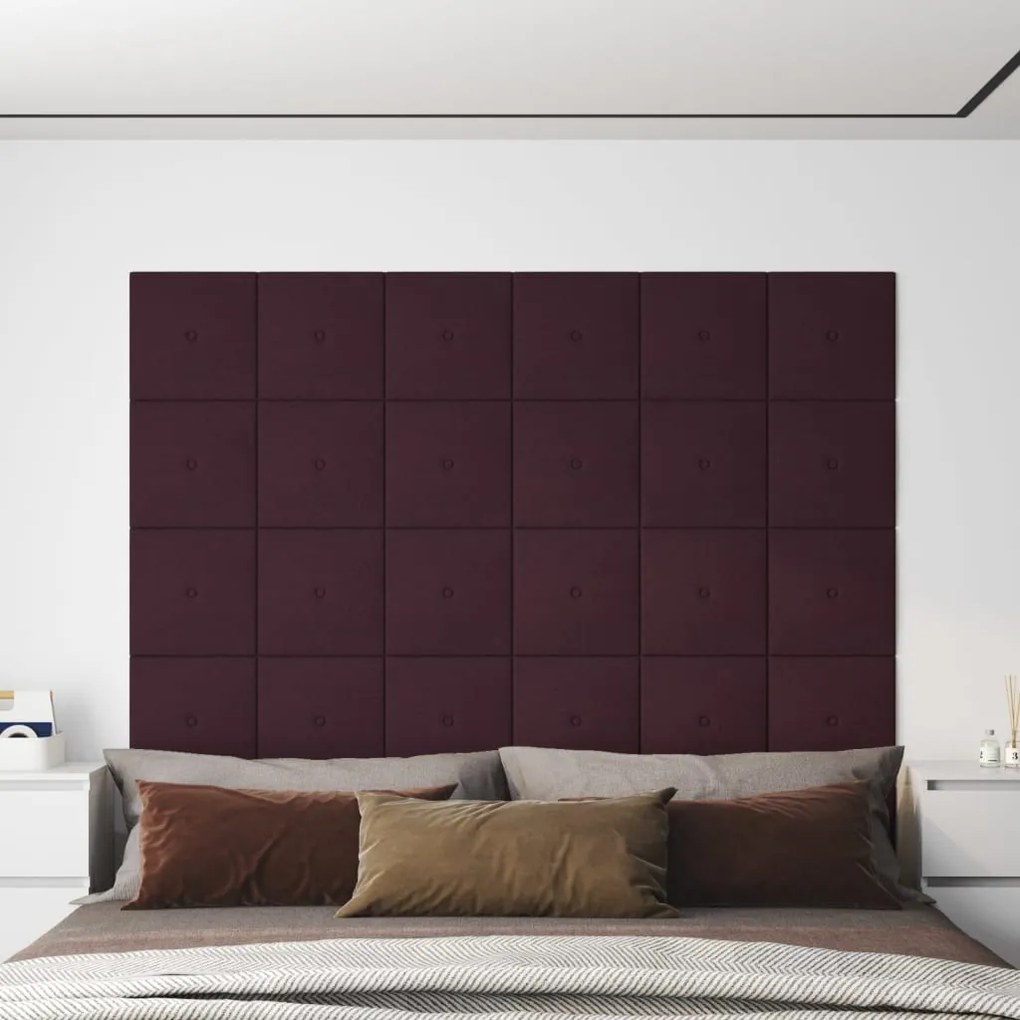 vidaXL Wandpanelen 12 st 1,08 m² 30x30 cm stof paars