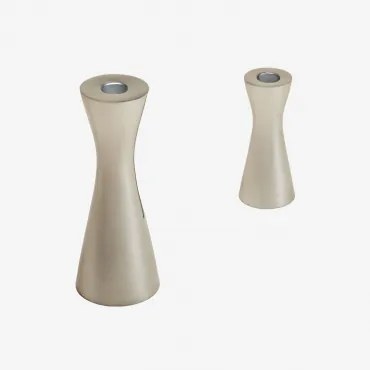 Set Van 2 Kandelaren Van Aluminium Ferb Grijs – Chroom - Sklum