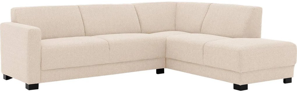Goossens Bank My Style beige, stof, 2,5-zits, stijlvol landelijk met chaise longue rechts