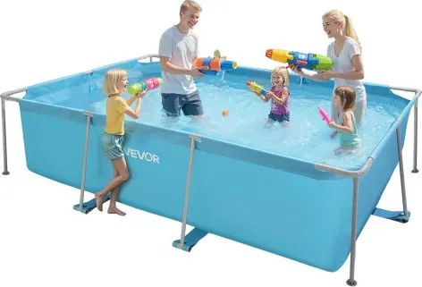 VEVOR Frame Pool, bovengronds zwembad, 3000x2000x762 mm, zwembad met stalen frame, rechthoekig zwembad met stalen frame, zwembad met frame voor in de tuin, tuinzwembad met een watercapaciteit van 3960 liter, voor 4-5 personen, blauw