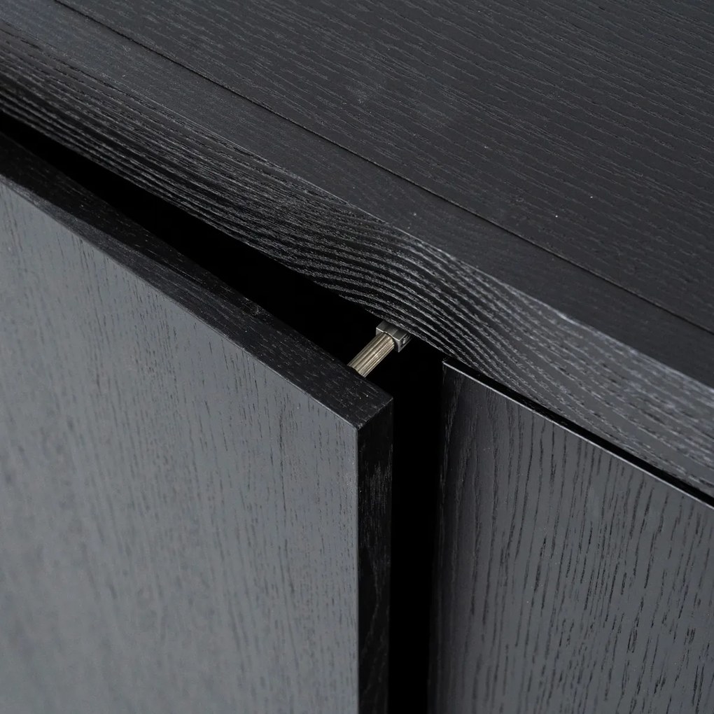 Modern Dressoir Zwart Hout - 200x47x76cm.