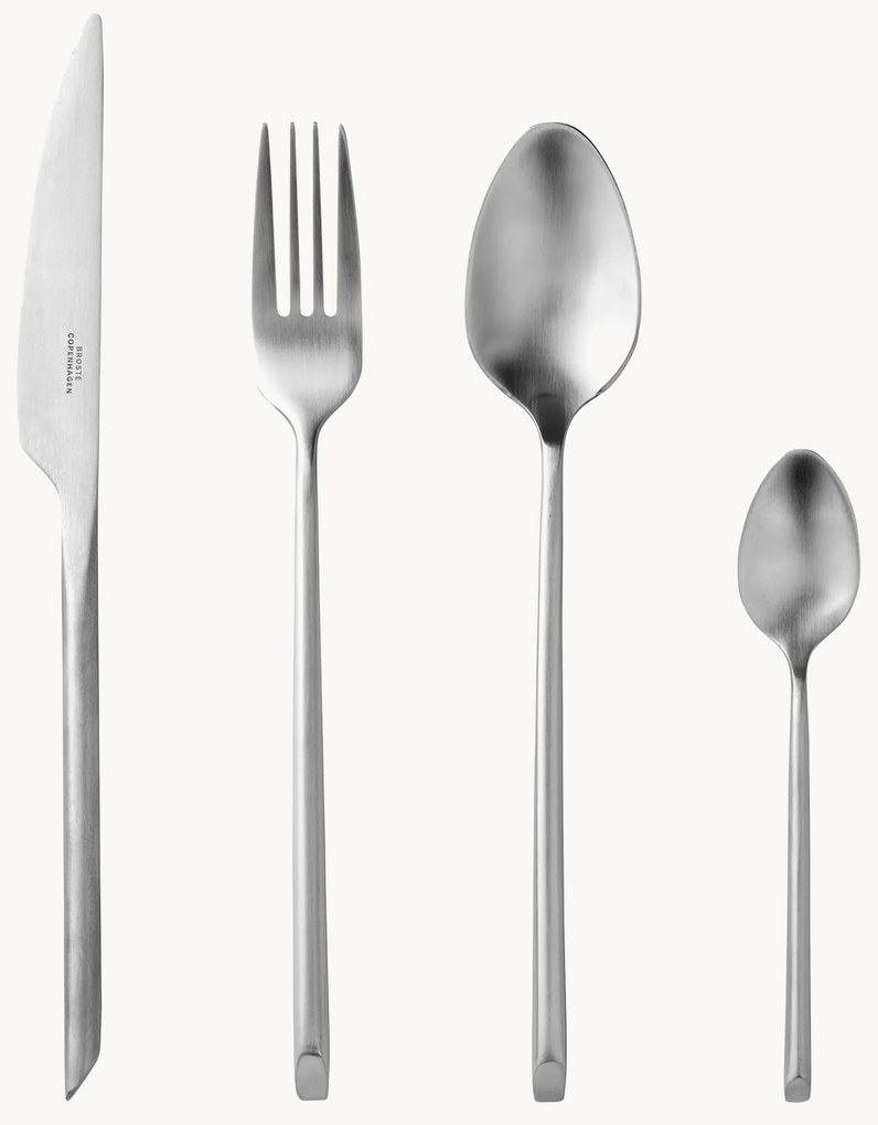 Mat geborstelde bestekset Sletten, 4 personen (16-delig)