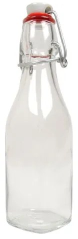 Beugelfles, glas, vierkant, 250 ml